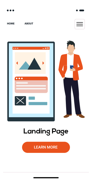 A sleek landing page design with a minimalist aesthetic, highlighting key information and user-friendly navigation options. Landing Page